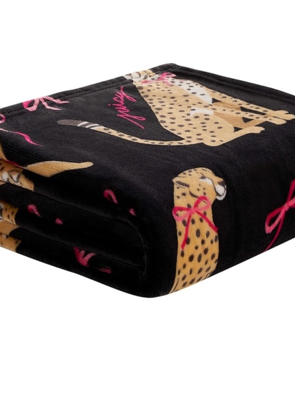 Juicy couture cheetah bows plush Throw blanket 50 x 70 NWT - Picture 7 of 7